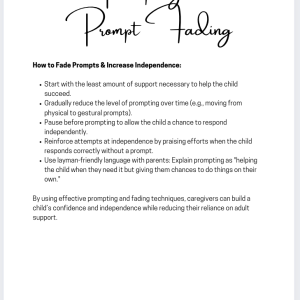 Prompting and Prompt Fading: Effective Parent Training Strategies